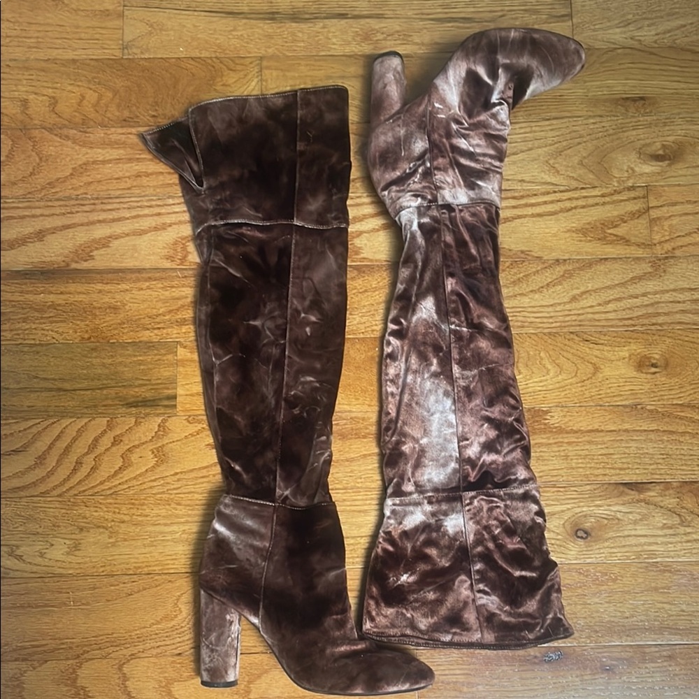 Velvet Brown Over-the-Knee Boots